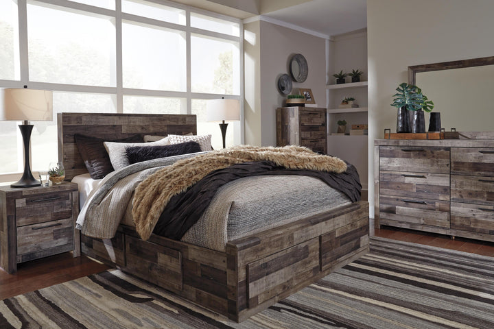 Derekson Queen Panel Bed with 4 Storage Drawers - Dark Gray (10)