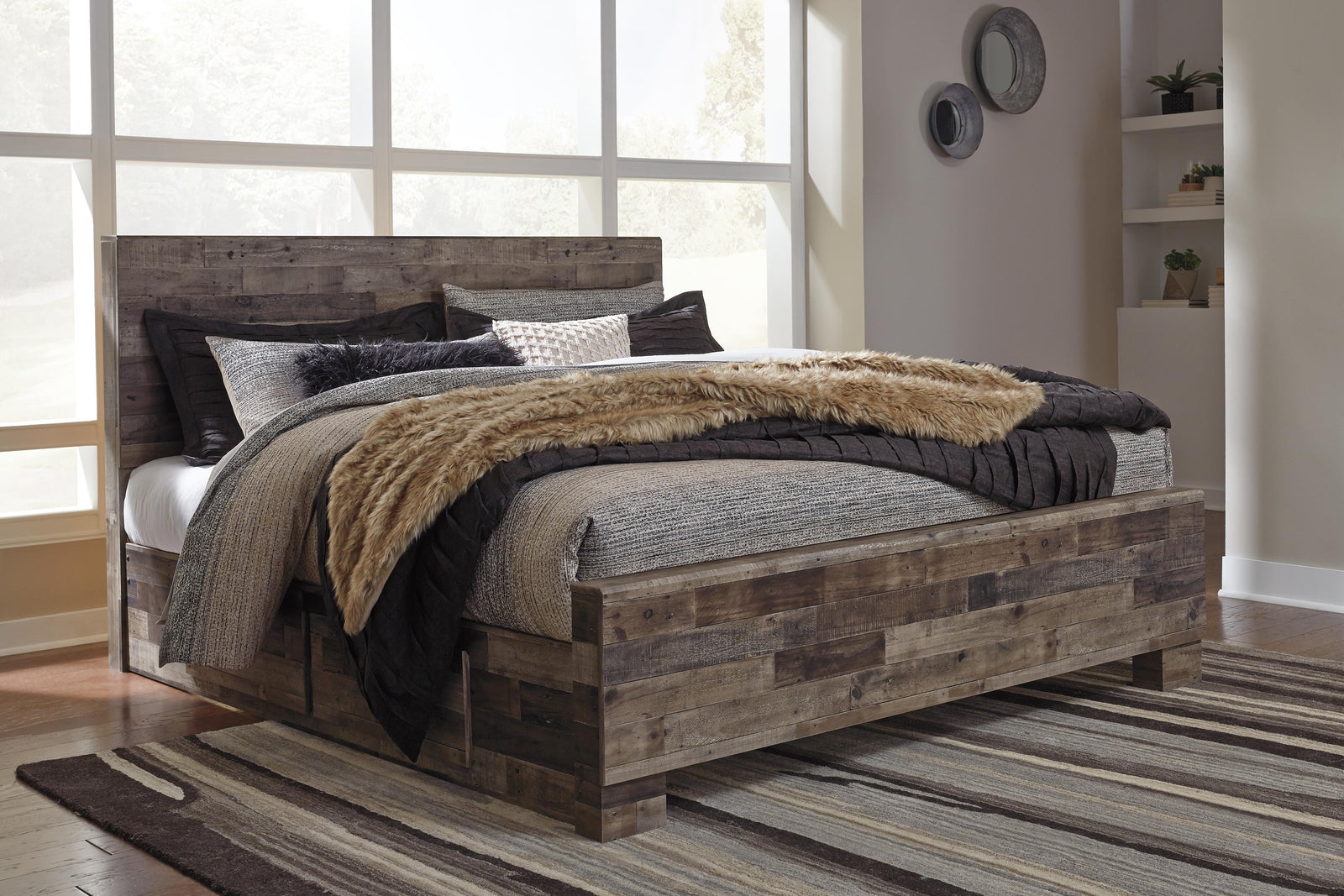 Derekson Queen Panel Bed with 2 Side Storage - Dark Gray (2)