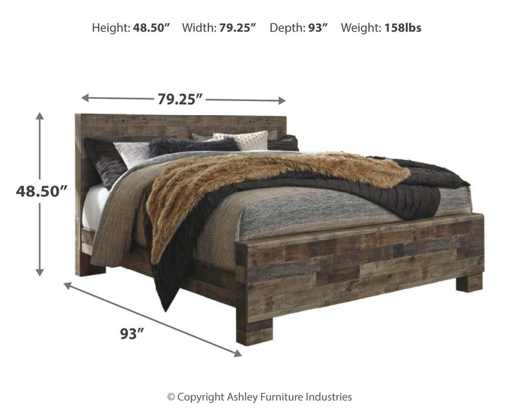 Derekson King Panel Bed, Dresser, Mirror and Chest - Multi Gray (6)