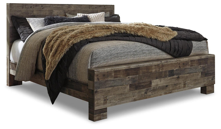 Derekson King Panel Bed, Dresser, Mirror and Chest - Multi Gray (3)