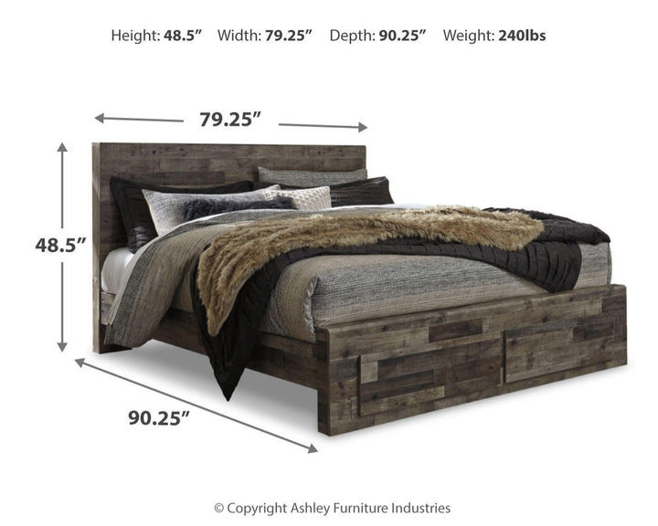 Derekson King Panel Storage Bed, Dresser and Nightstand - Multi Gray (7)