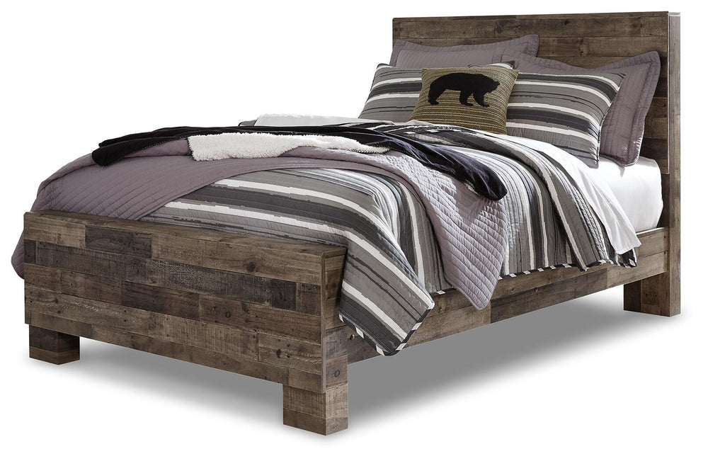 Derekson Full Panel Bed, Dresser, Mirror and Nightstand - Multi Gray (3)