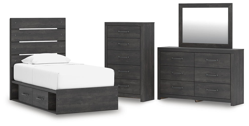 Hollivern Twin Panel Storage Bed, Dresser, Mirror and Chest (1)