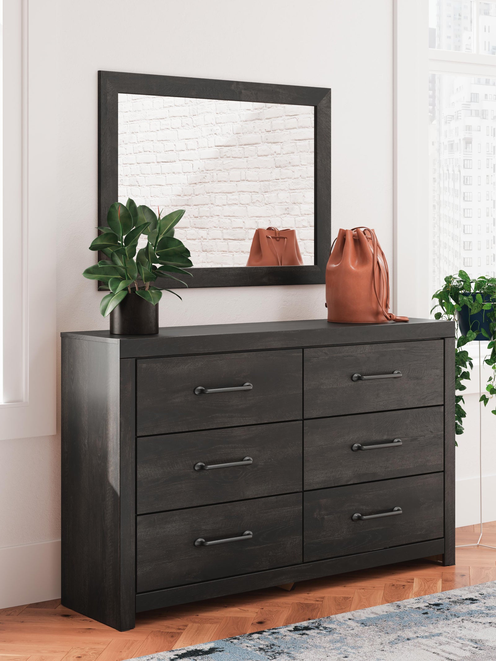 Hollivern Dresser and Mirror - Dark Gray (2)