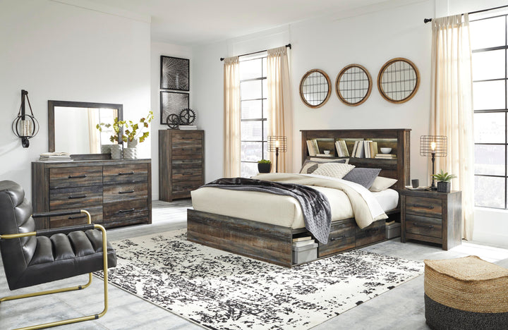 Drystan Queen Bookcase Bed with 2 Storage Drawers - Multi (5)
