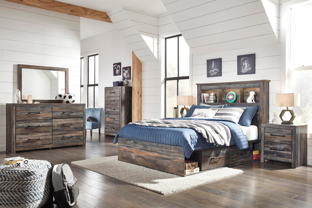 Drystan Full Bookcase Bed with 2 sided Storage, Dresser and Nightstand - Multi (9)