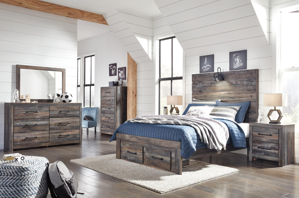 Drystan Full Panel Bed with 2 Storage Drawers - Multi (5)