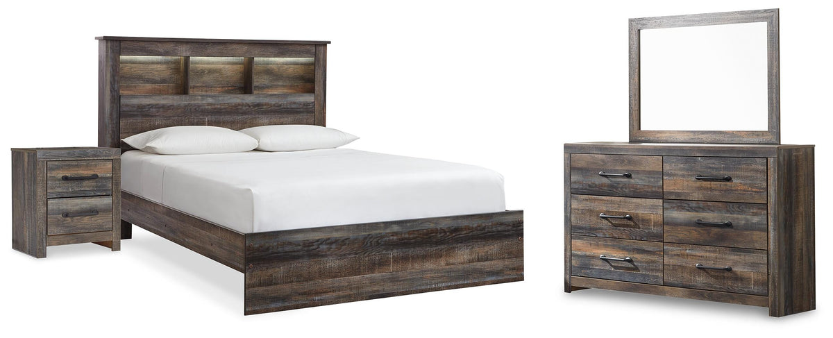 Drystan Queen Bookcase Bed, Dresser, Mirror and Nightstand - Multi (1)