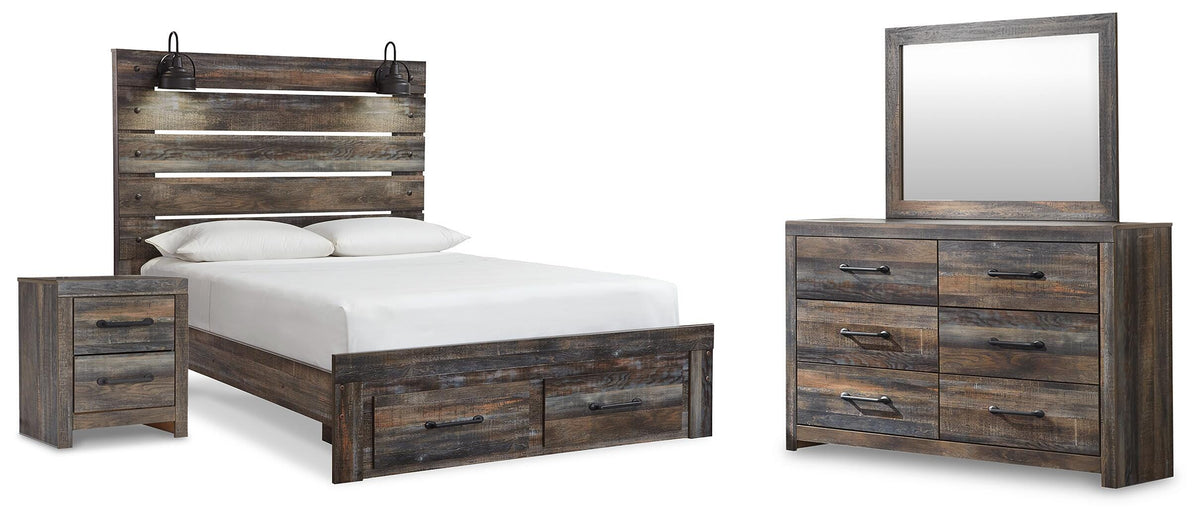Drystan Queen Panel Storage Bed, Dresser, Mirror and Nightstand - Multi (1)