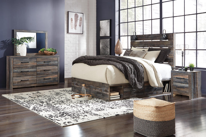 Drystan King Panel Bed with Storage, Dresser, Mirror and Nightstand - Multi (1)