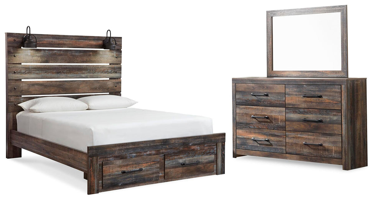 Drystan Queen Panel Storage Bed, Dresser and Mirror - Multi (1)