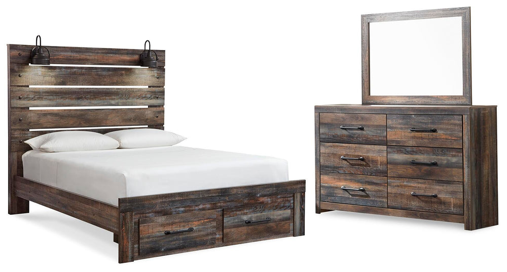 Drystan Queen Panel Storage Bed, Dresser and Mirror - Multi (1)