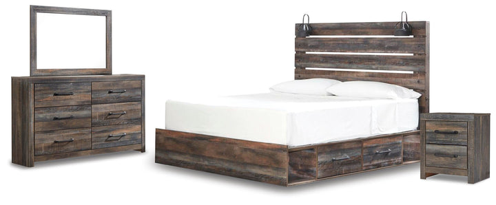 Drystan King Panel Bed with Storage, Dresser, Mirror and Nightstand - Multi (2)