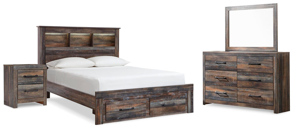 Drystan Queen Bookcase Storage Bed, Dresser, Mirror and Nightstand - Multi (1)