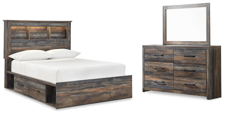 Drystan Full Panel Bookcase Bed, with Storage, Dresser and Mirror - Multi (1)