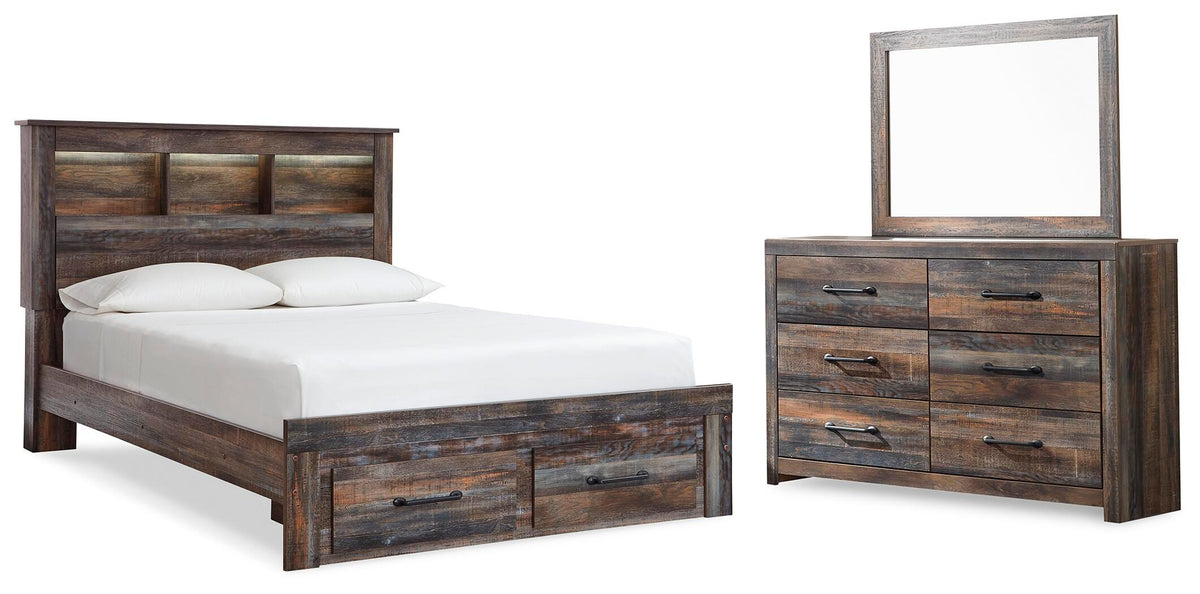 Drystan Full Bookcase Storage Bed, Dresser and Mirror - Multi (1)