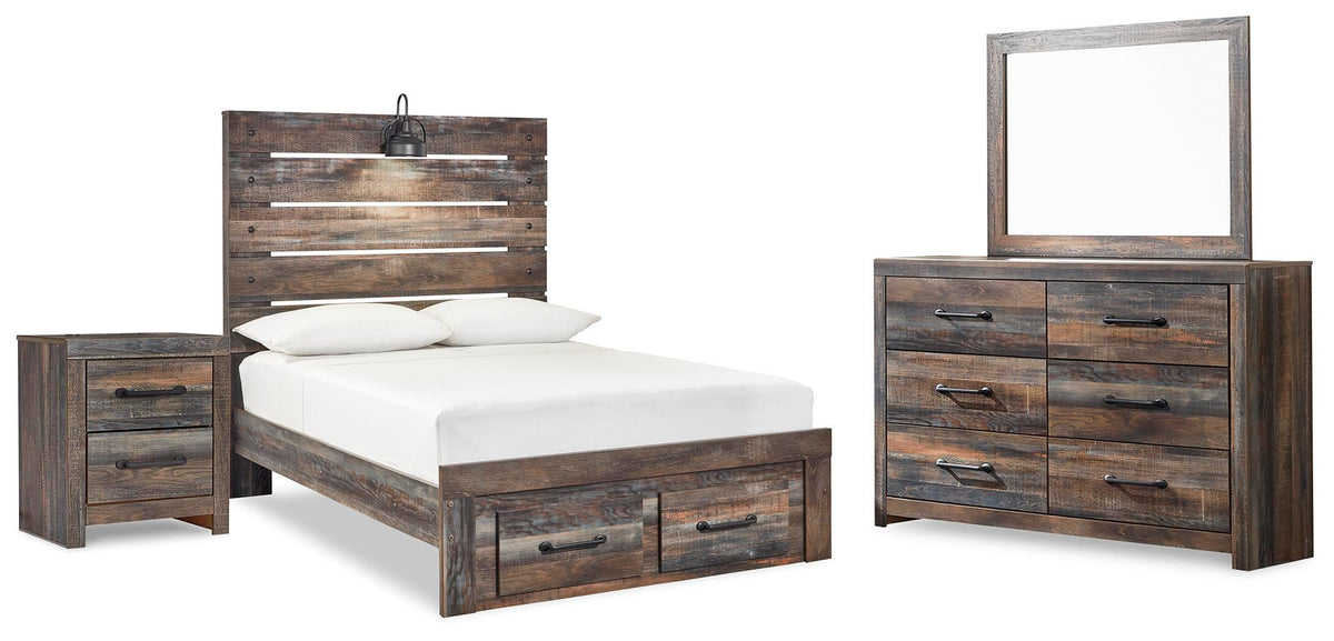 Drystan Full Panel Storage Bed, Dresser, Mirror and Nightstand - Multi (1)