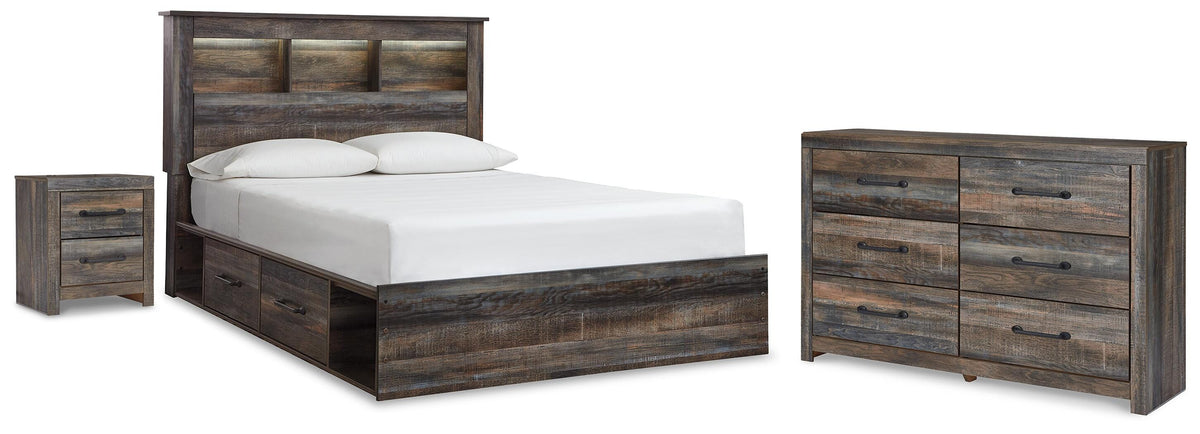 Drystan Queen Bookcase Bed with Storage, Dresser and Nightstand (1)