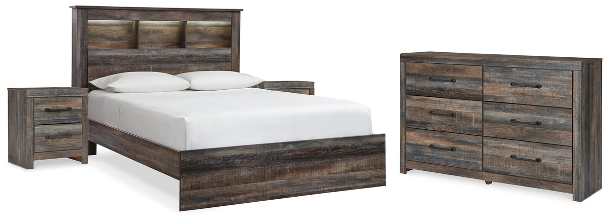 Drystan Queen Bookcase Bed, Dresser and 2 Nightstands - Multi (1)