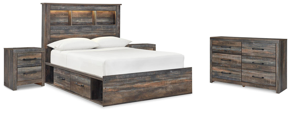 Drystan Full Bookcase Bed with 2 sided Storage, Dresser and Nightstand - Multi (1)