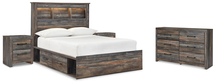 Drystan Full Bookcase Bed with 2 sided Storage, Dresser and Nightstand - Multi (1)