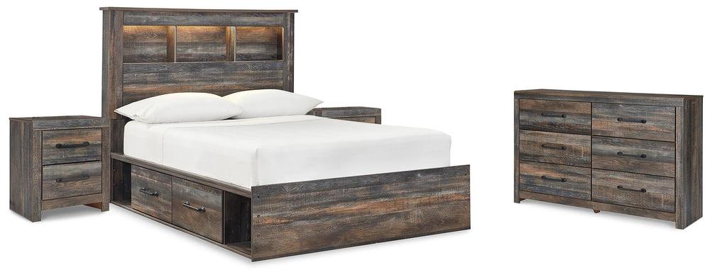 Drystan Full Bookcase Bed with 2 sided Storage, Dresser and Nightstand - Multi (1)
