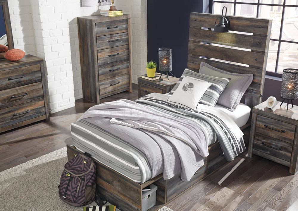 Drystan Twin Panel Bed with 2 Storage Drawers - Multi (5)