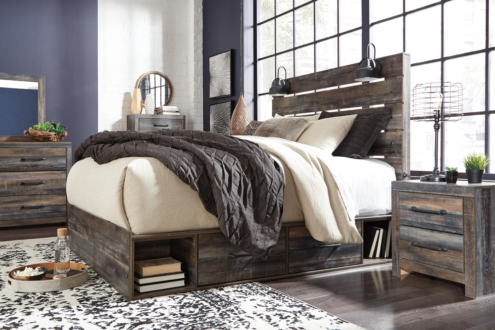 Drystan Queen Panel Bed with 4 Storage Drawers - Multi (3)