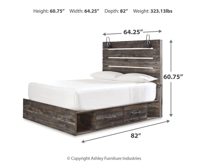 Drystan Queen Panel Bed with Storage, Dresser and Mirror - Multi (8)
