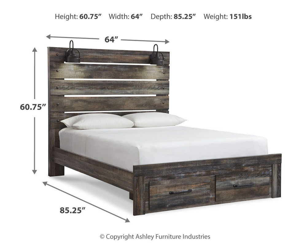 Drystan Queen Panel Storage Bed, Dresser and Mirror - Multi (4)