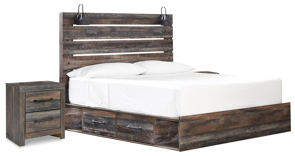 Drystan King Panel Storage Bed and 2 Nightstands - Multi (1)