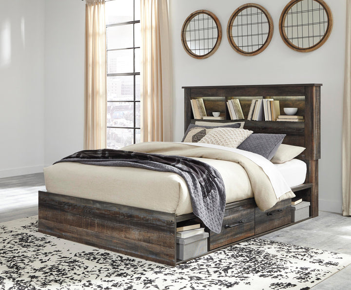 Drystan Queen Bookcase Bed with 2 Storage Drawers - Multi (3)