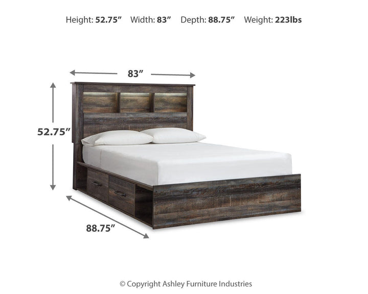 Drystan Queen Bookcase Bed with 2 Storage Drawers - Multi (4)