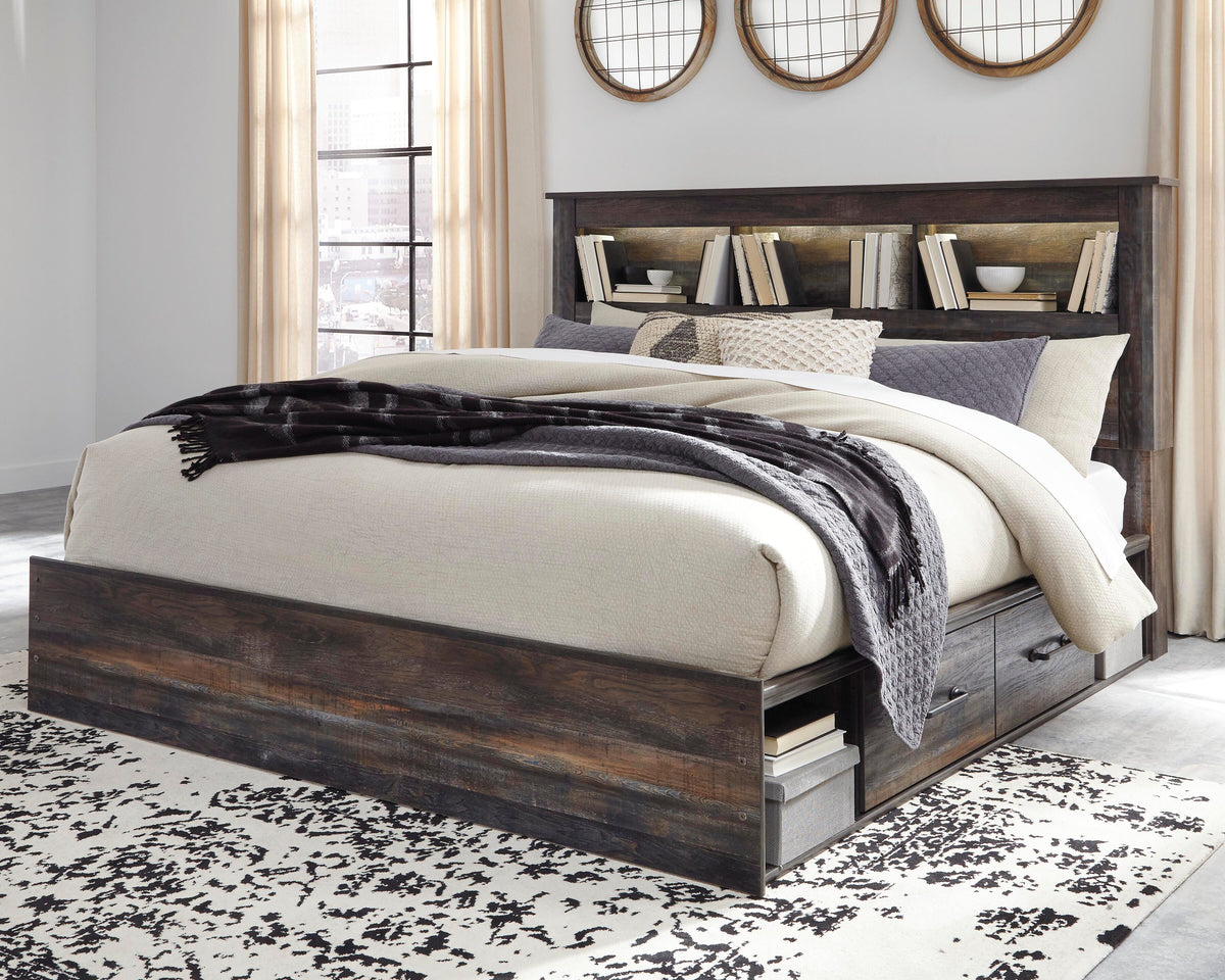 Drystan King Bookcase Bed with 4 Storage Drawers - Multi (2)
