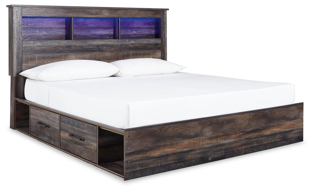 Drystan King Bookcase Bed with 4 Storage Drawers - Multi (1)