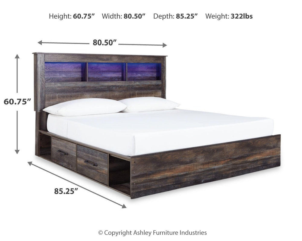 Drystan King Bookcase Bed with 4 Storage Drawers - Multi (3)