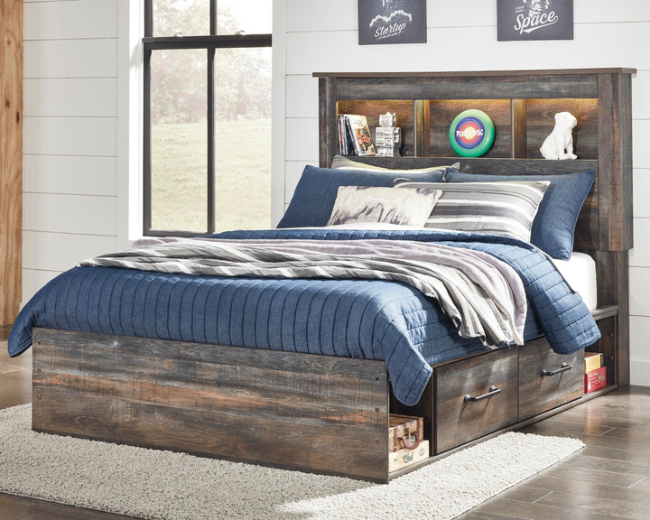 Drystan Full Bookcase Bed with 4 Storage Drawers - Dark Gray (2)