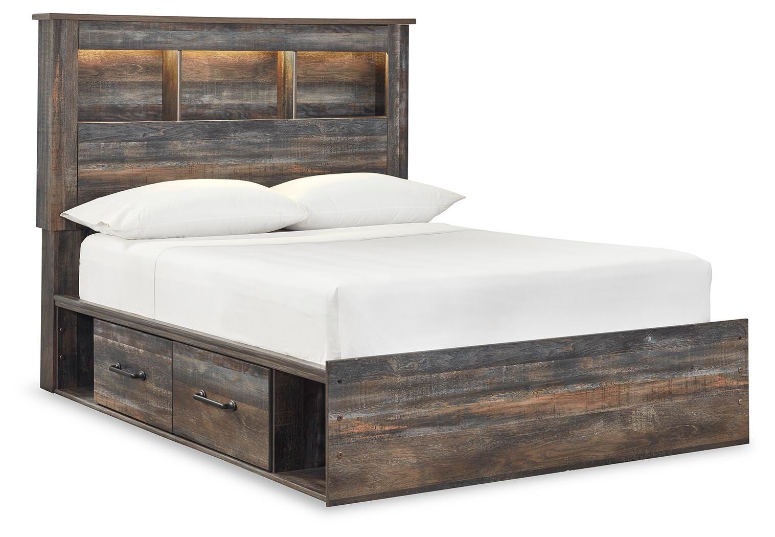 Drystan Full Bookcase Bed with 4 Storage Drawers - Dark Gray (1)