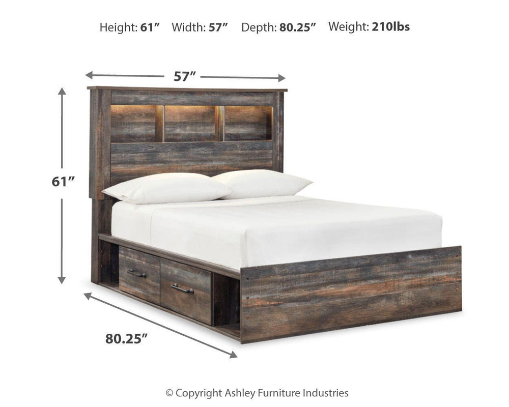 Drystan Full Panel Bookcase Bed, with Storage, Dresser and Mirror - Multi (5)