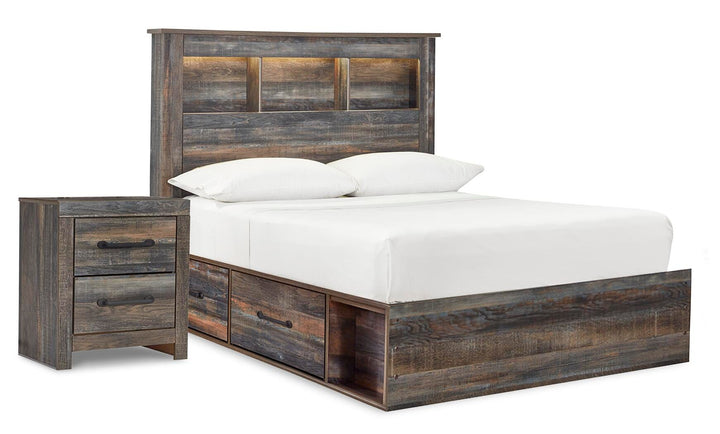 Drystan Full Bookcase Bed with 2 Sided Storage and Nightstand - Multi (1)