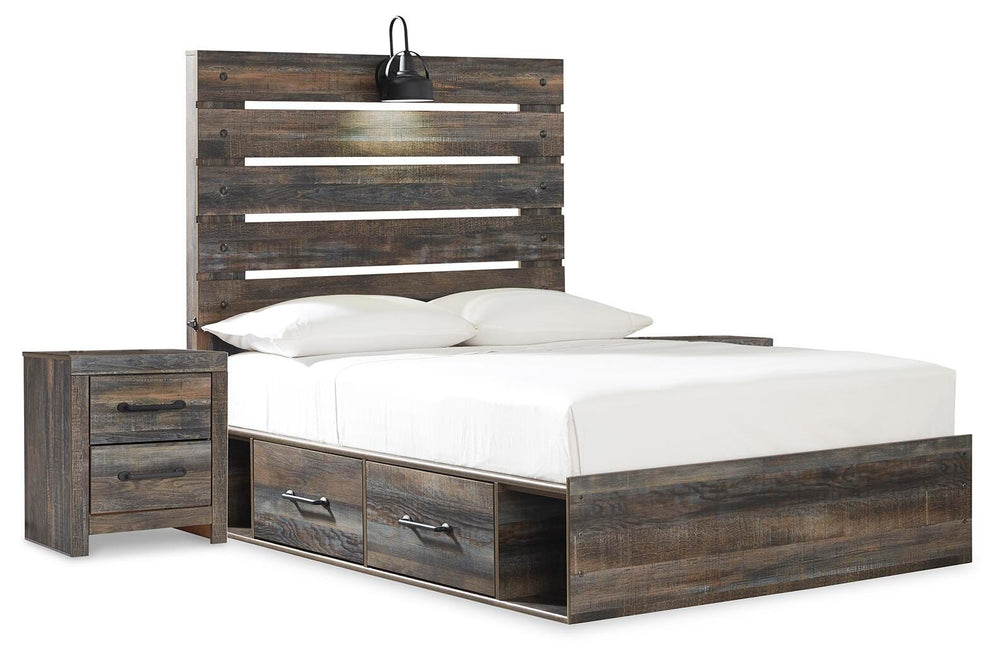 Drystan Full Panel Bed and 2 Nightstands - Multi (2)