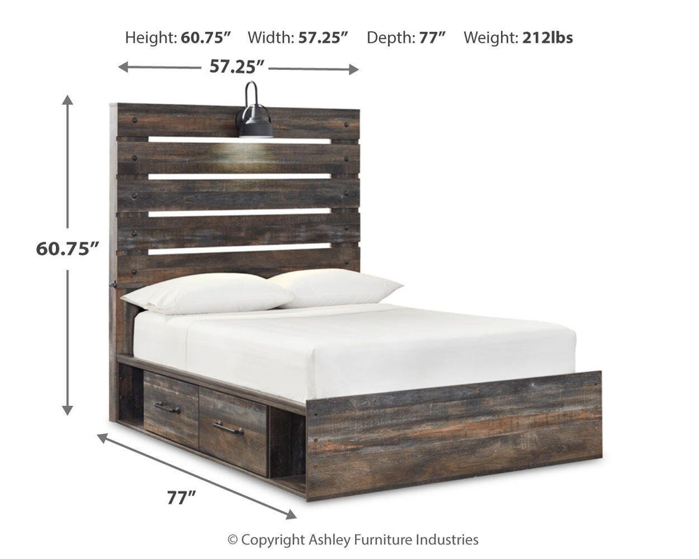 Drystan Full Panel Bed and 2 Nightstands - Multi (7)