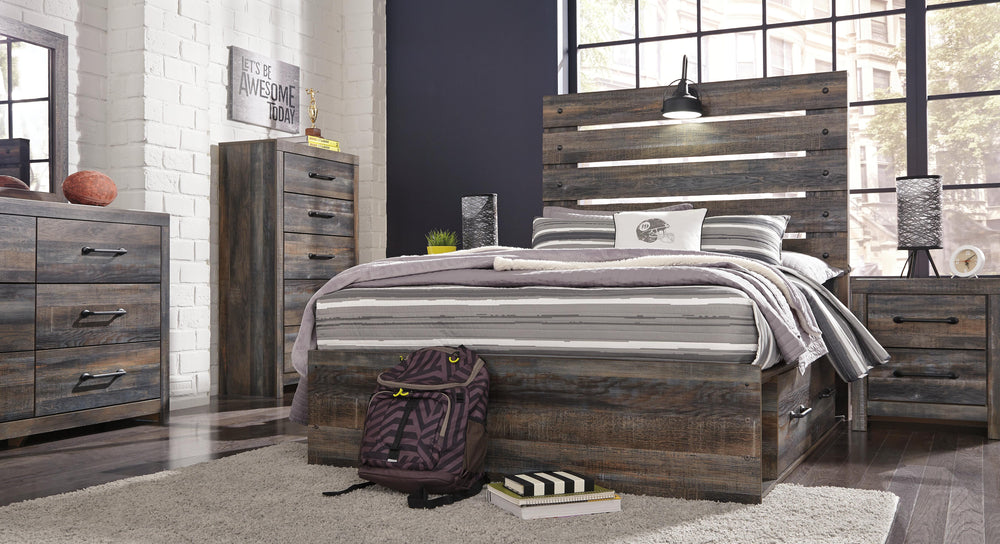 Drystan Full Panel Bed with 4 Storage Drawers - Multi (3)