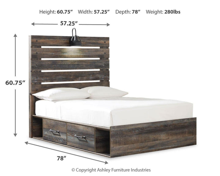 Drystan Full Panel Bed with 4 Storage Drawers - Multi (4)