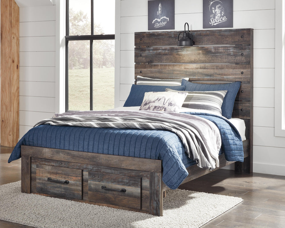 Drystan Full Panel Bed with 2 Storage Drawers - Multi (1)