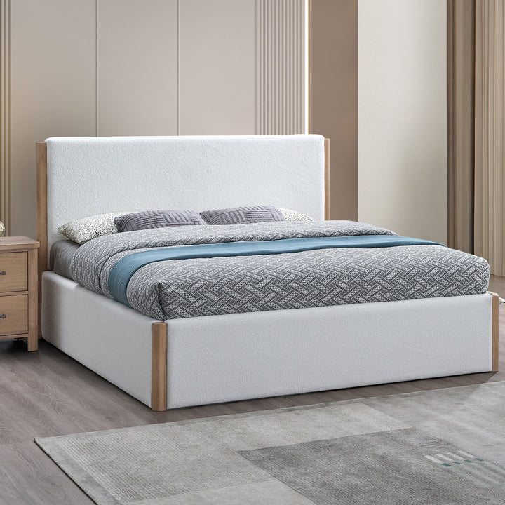 Anika 5/0 Q Upholstered Panel Headboard-White