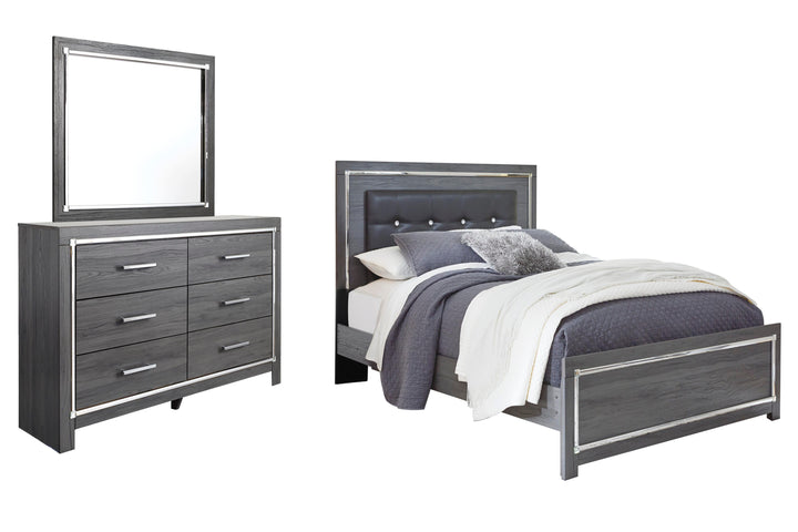 Lodanna Queen Panel Bed, Dresser and Mirror - Gray (1)