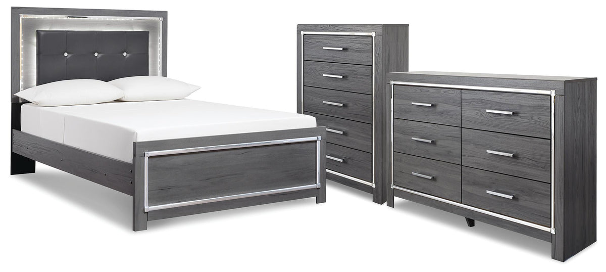 Lodanna Full Panel Bed, Dresser and Chest - Gray (1)