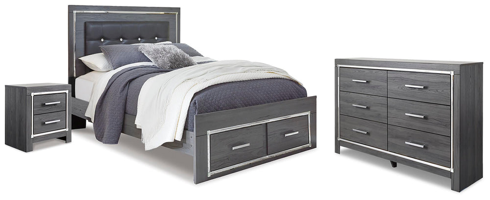 Lodanna Queen Storage Bed, Dresser and Nightstand - Gray (1)