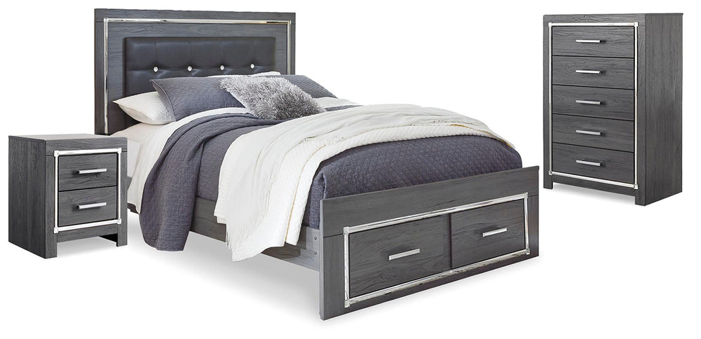 Lodanna Queen Storage Bed, Chest and Nightstand - Gray (1)